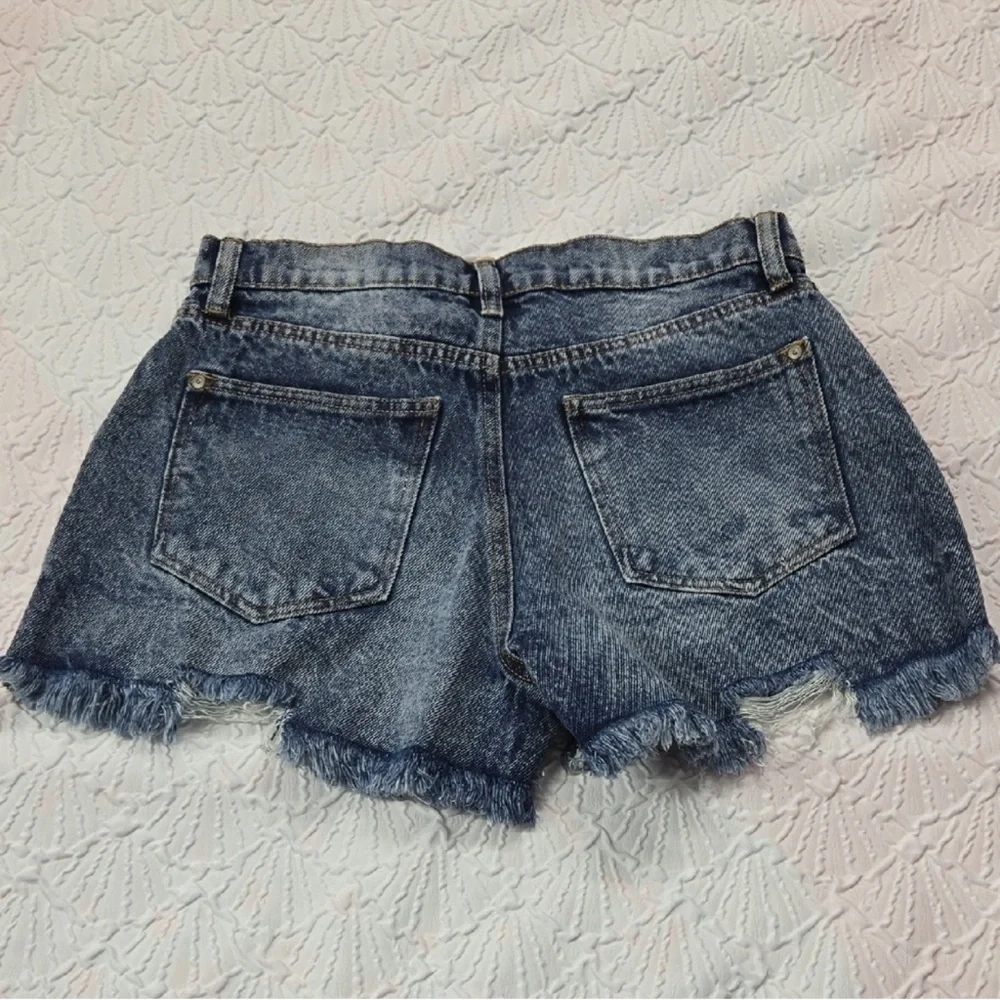 NOBO Women's Jean Shorts - Dark Blue, Light Blue, Distressed Blue - Picture 3 of 5